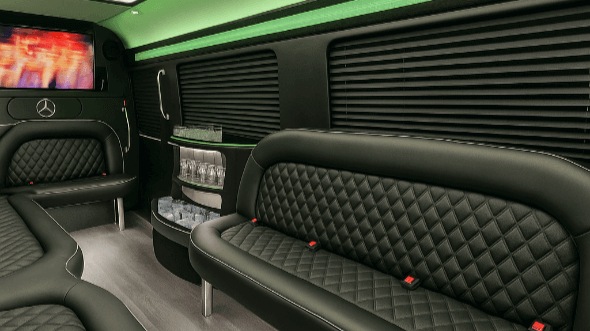 Interior of Carmel Party Bus Company's 14 Passenger Sprinter Limousine in Carmel