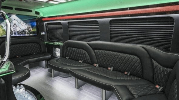 Interior of Indianapolis Party Bus Company's 14 Passenger Sprinter Limousine in Indianapolis