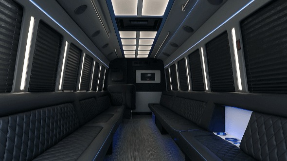 Interior of Noblesville Party Bus Company's 20 Passenger Party Bus in Noblesville