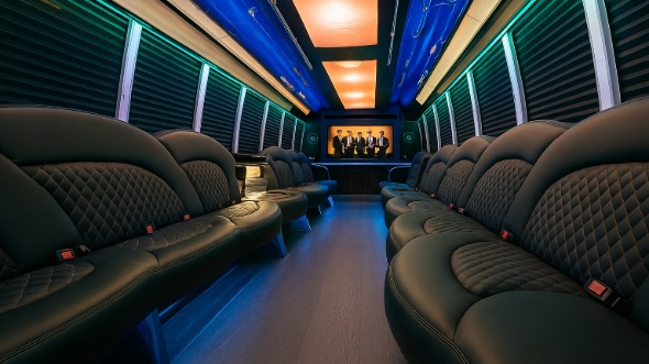 Interior of Carmel Party Bus Company's 25 Passenger Party Bus in Carmel