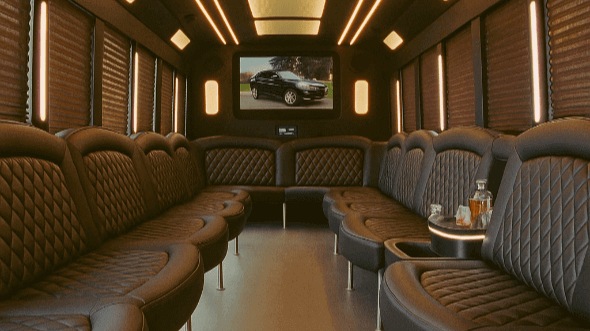 Interior of Elkhart Party Bus Company's 25 Passenger Party Bus in Elkhart