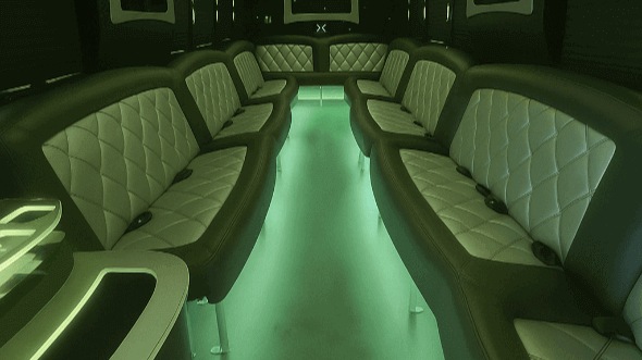 Interior of Goshen Party Bus Company's 30 Passenger Party Bus in Goshen