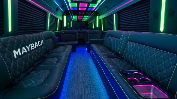 Interior of Lawrence Party Bus Company's 30 Passenger Party Bus in Lawrence