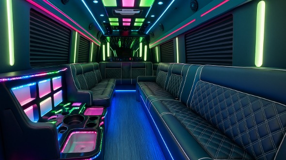 Interior of South Bend Party Bus Company's 40 Passenger Party Bus in South Bend