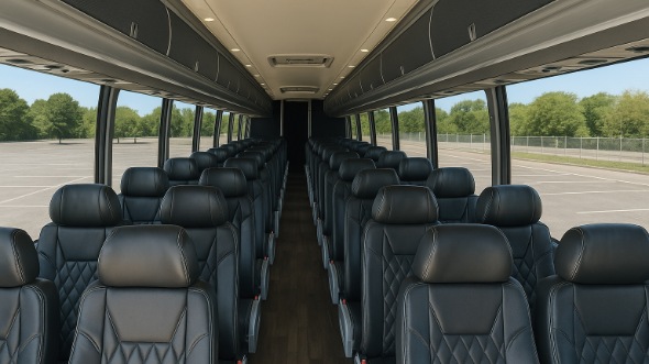 Interior of Indiana Party Bus Company's 46 Passenger Charter Bus in Indiana