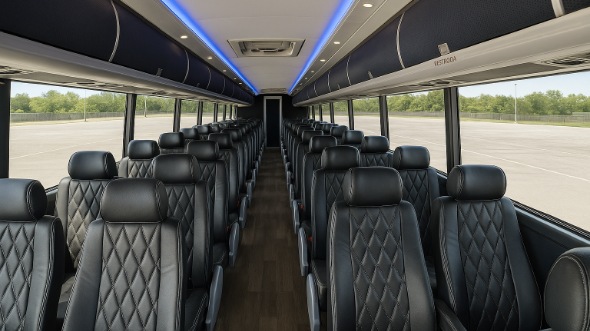 Interior of Indiana Party Bus Company's 47 Passenger Charter Bus in Indiana