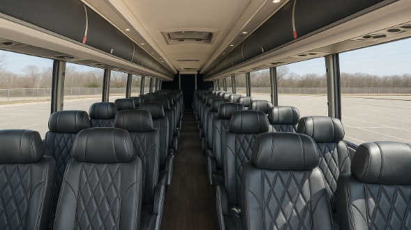 Interior of Indiana Party Bus Company's 48 Passenger Charter Bus in Indiana