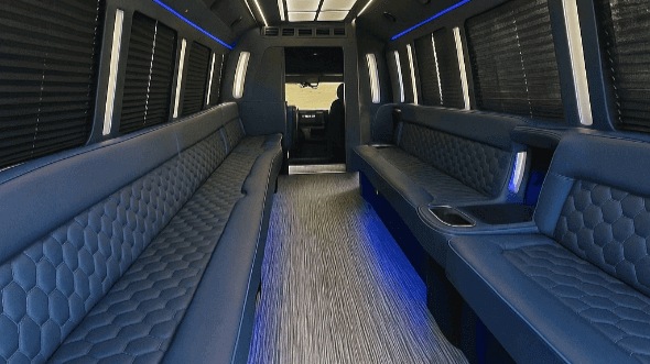 Interior of Greenwood Party Bus Company's 50 Passenger Party Bus in Greenwood