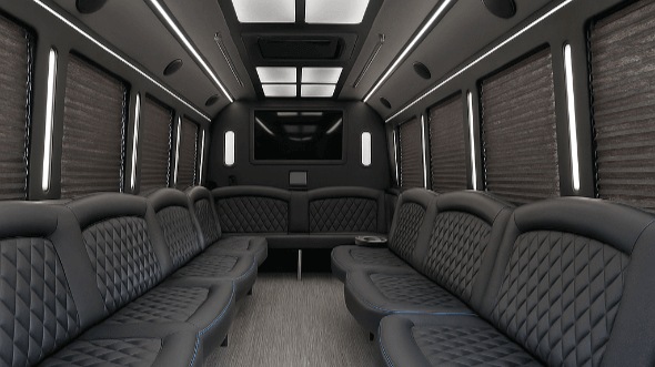 Interior of New Albany Party Bus Company's 50 Passenger Party Bus in New Albany