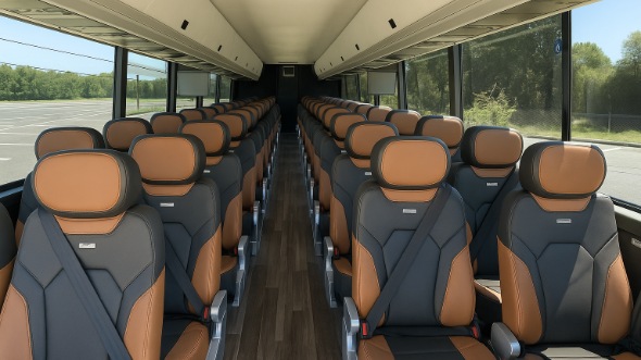 Interior of Indiana Party Bus Company's 51 Passenger Charter Bus in Indiana