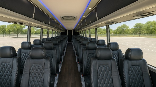 Interior of Indiana Party Bus Company's 54 Passenger Charter Bus in Indiana