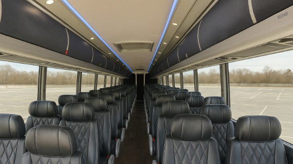 Interior of Indiana Party Bus Company's 55 Passenger Charter Bus in Indiana